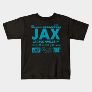 Vintage Jacksonville JAX Airport Code Travel Day Retro Travel Tag Florida Kids T-Shirt